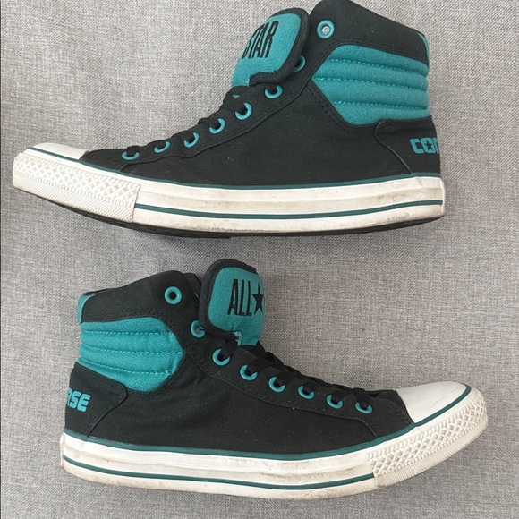 Converse Black and Teal High-Tops - Picture 2 of 12